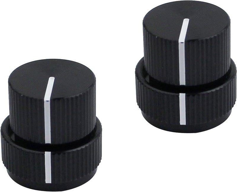 guyker Guitar Aluminum Alloy Dual Concentric Control Knobs - Dome Volume Tone Stacked Knob Replacement for Electric Guitar or Bass (black, 2 piece) - Image 1